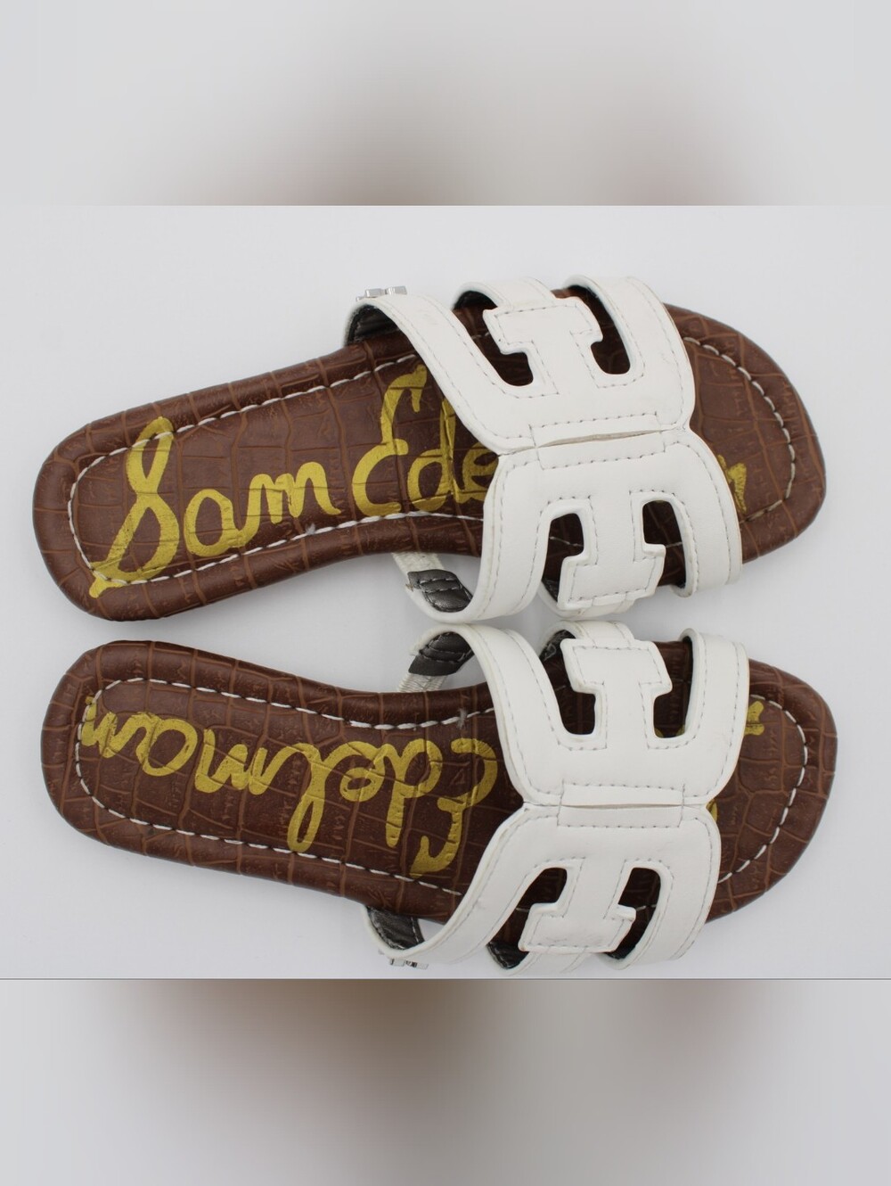Sam Edelman Kids Bella Bay Slide Sandals White Brown Croc Size 11